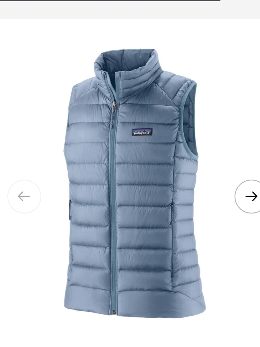 Patagonia Women’s Light Blue Quilted Down Vest 18” p2p 231/2 L